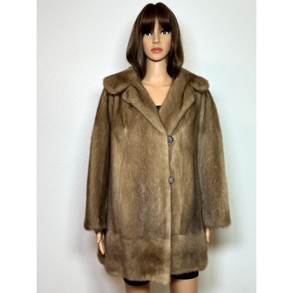 VINTAGE Lepp & Company Women's Size L Golden Brown Mink Stroller Coat